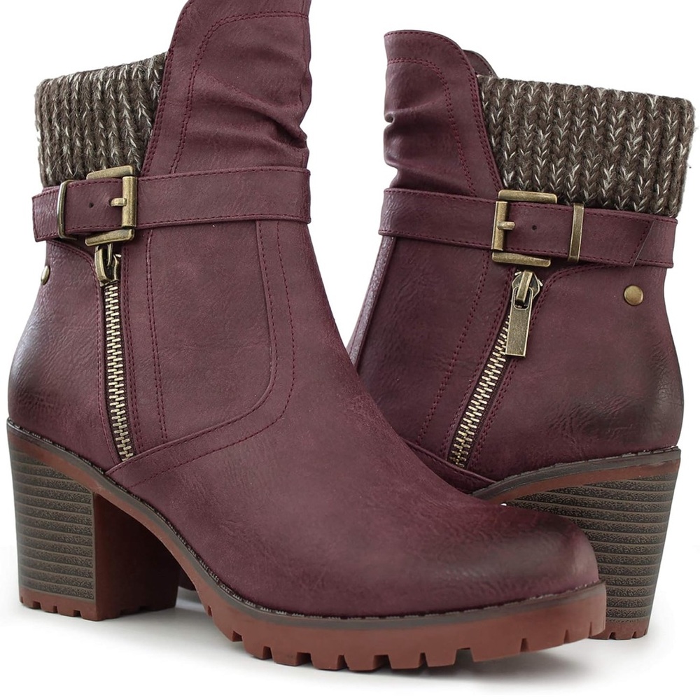 Women’s Zipper Chunky Heel Ankle Booties - Size 8